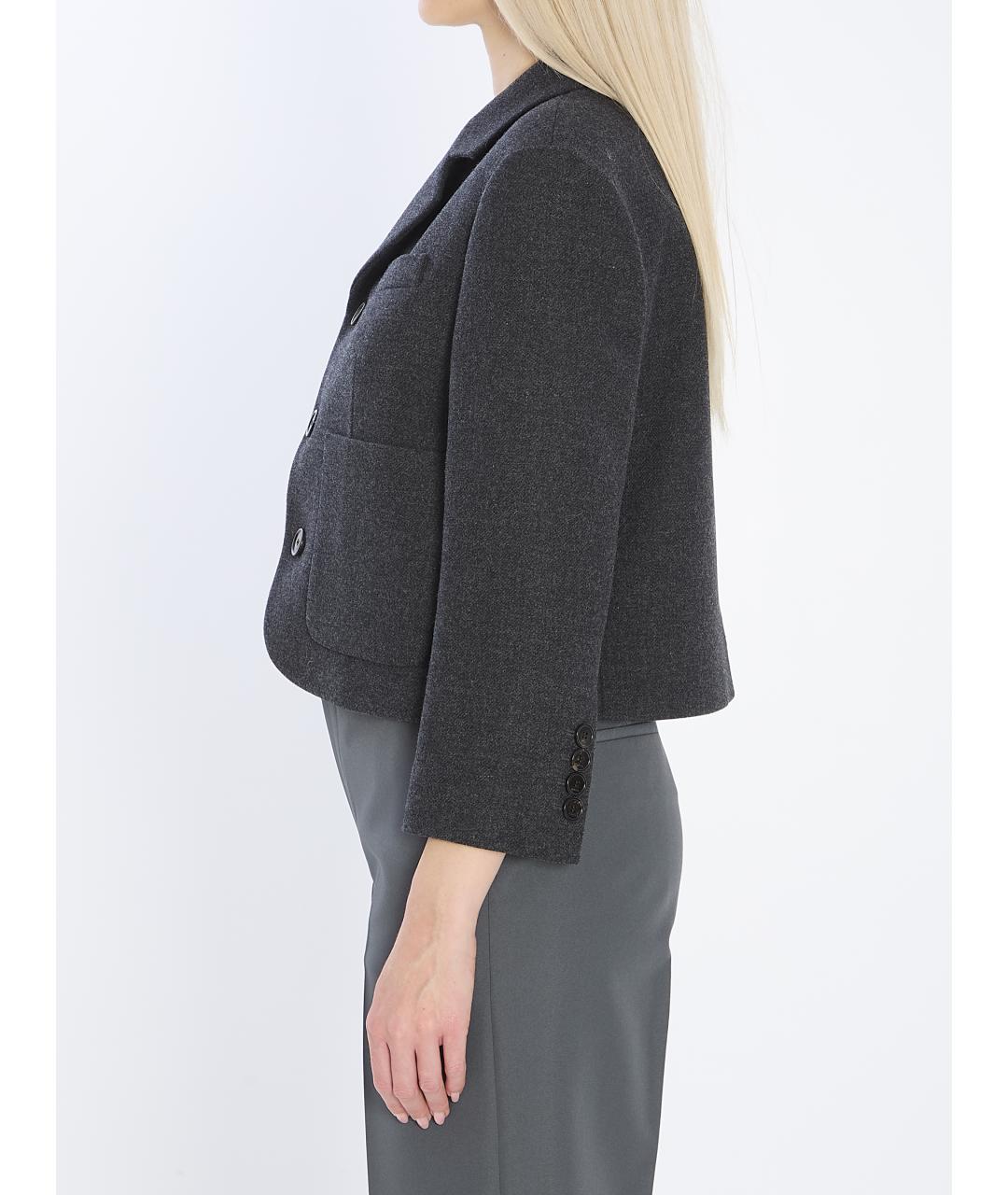 GUCCI Антрацитовый шерстяной жакет/пиджак, фото 4