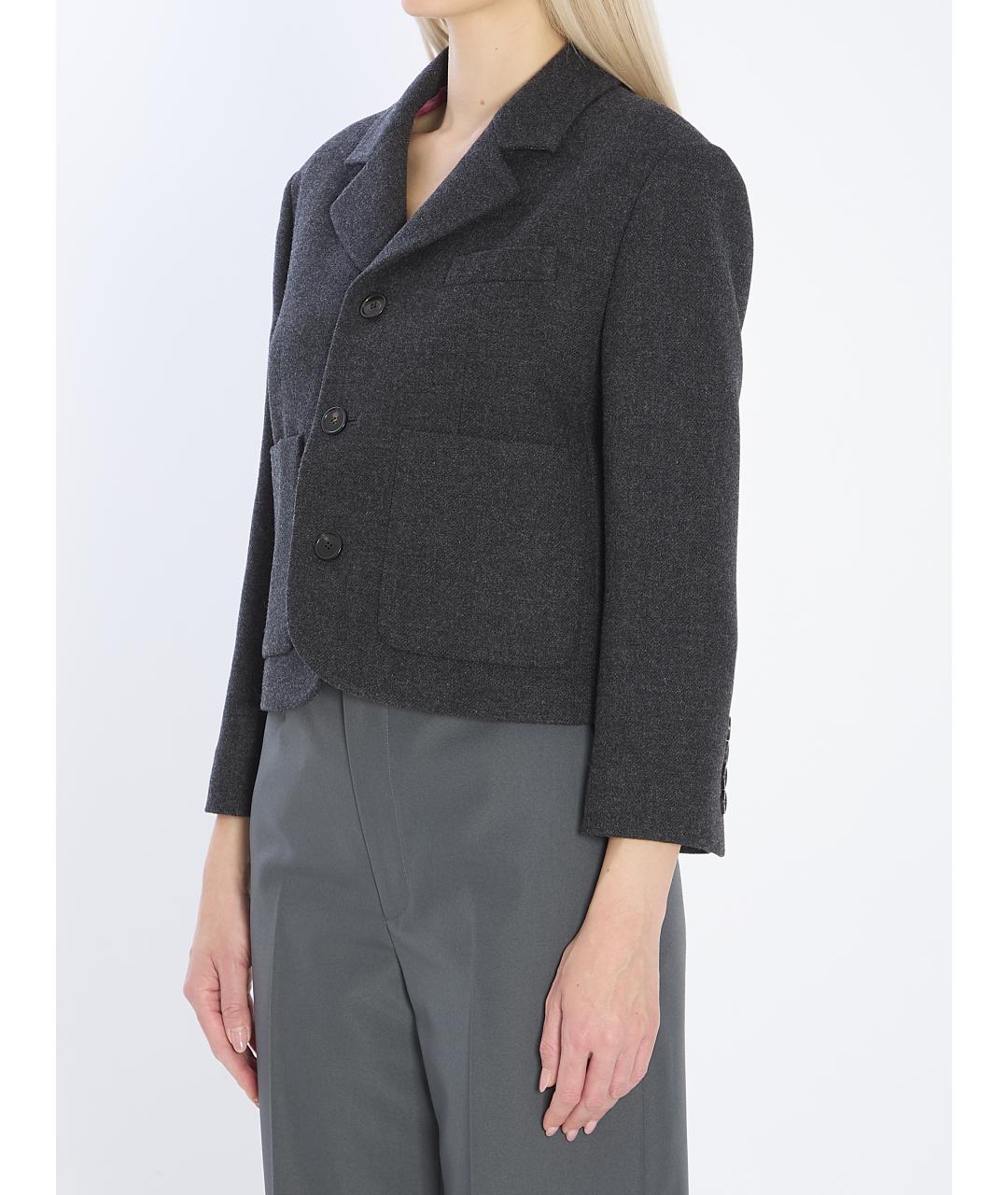 GUCCI Антрацитовый шерстяной жакет/пиджак, фото 3