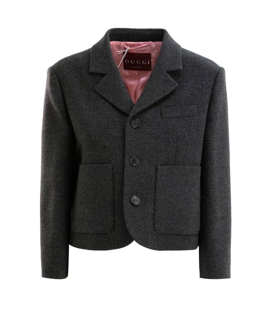 GUCCI Антрацитовый шерстяной жакет/пиджак, фото 1