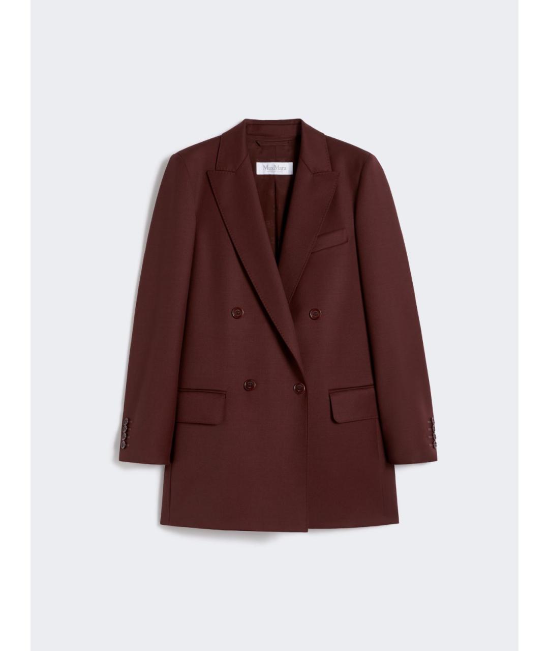 MAX MARA Бордовый шерстяной жакет/пиджак, фото 6