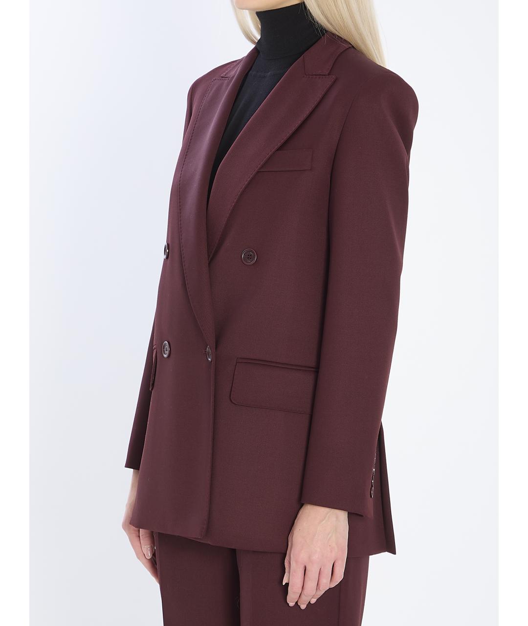 MAX MARA Бордовый шерстяной жакет/пиджак, фото 2