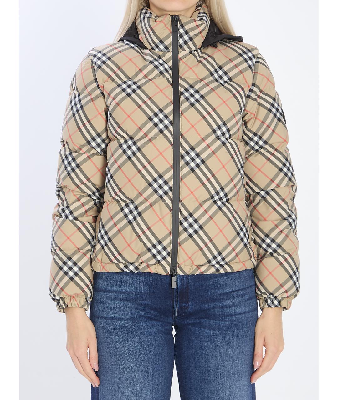 BURBERRY Бежевый полиэстеровый пуховик, фото 2