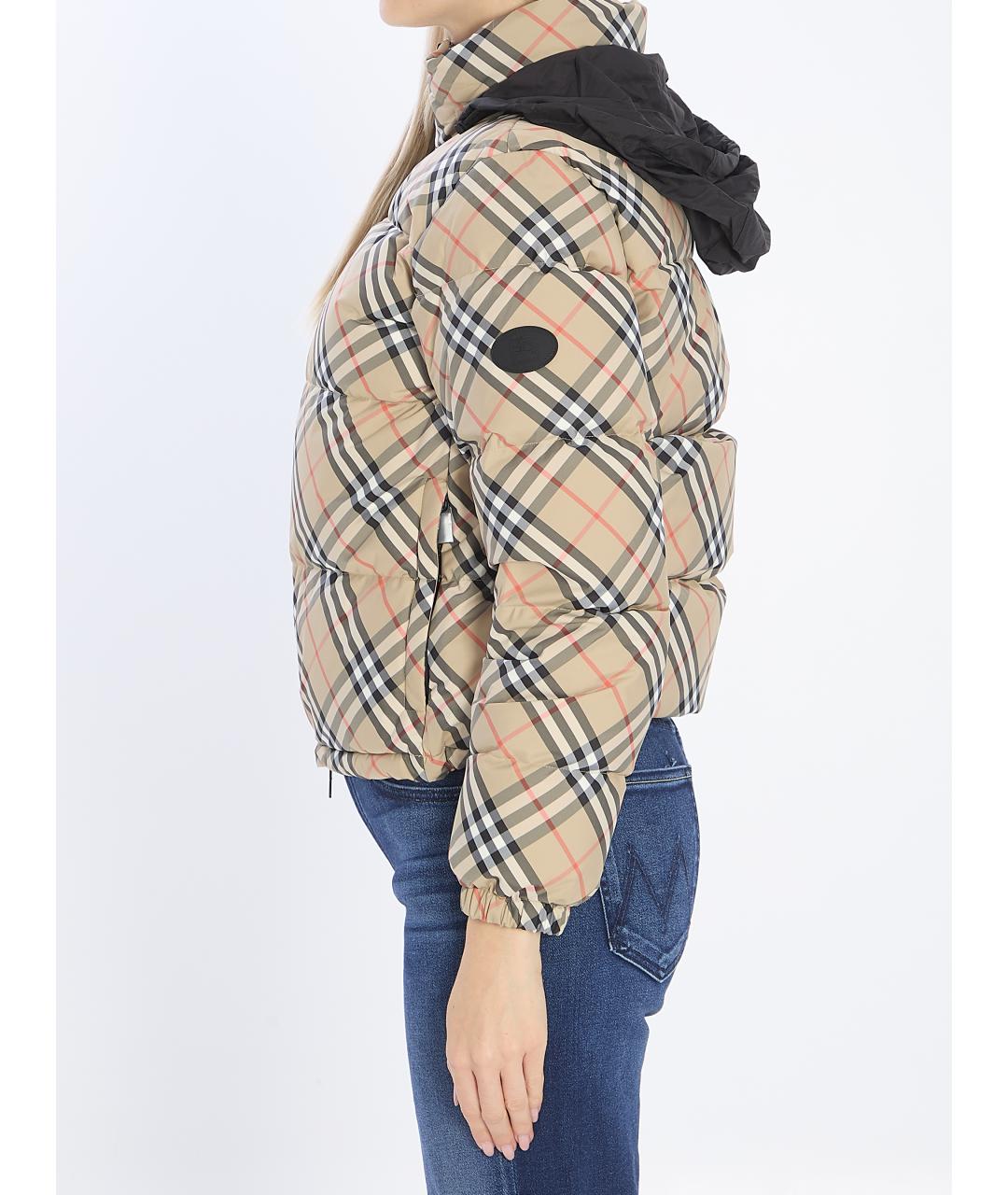 BURBERRY Бежевый полиэстеровый пуховик, фото 4