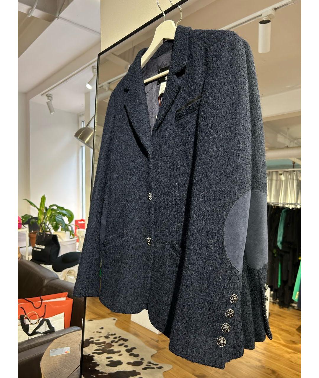 CHANEL Темно-синий шерстяной жакет/пиджак, фото 2