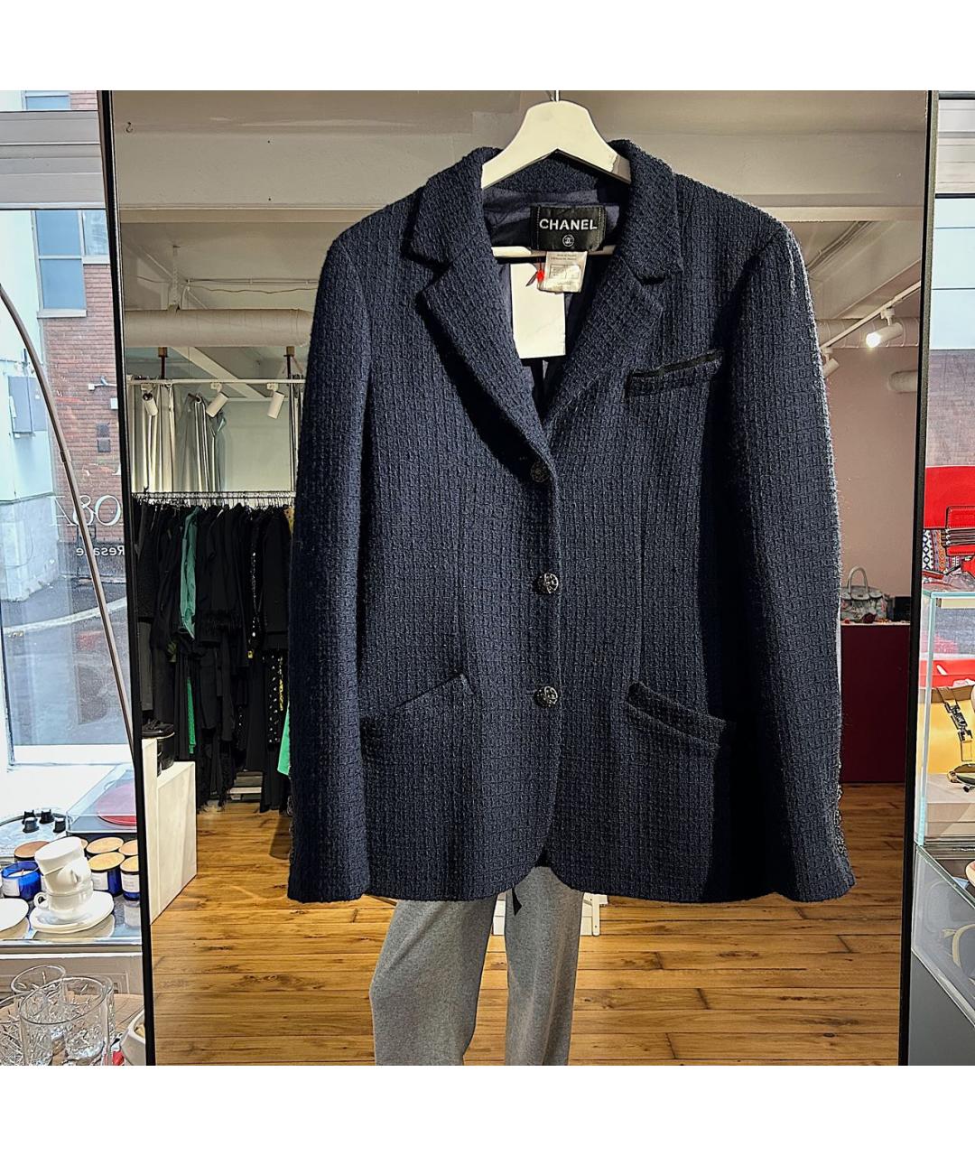 CHANEL Темно-синий шерстяной жакет/пиджак, фото 8
