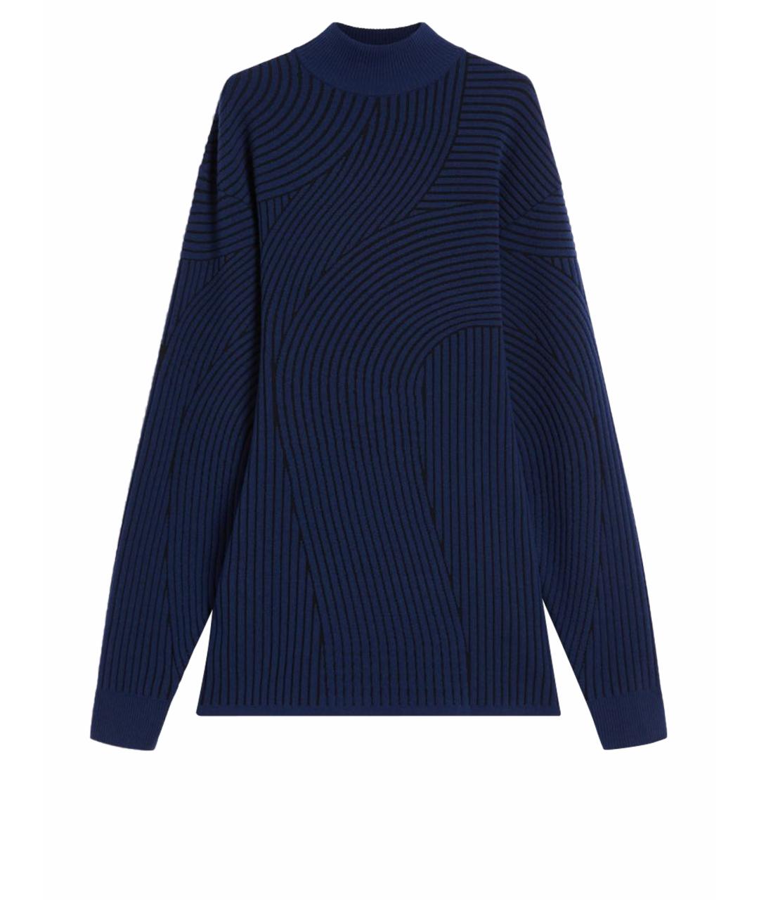 SPORTMAX Темно-синее шерстяное коктейльное платье, фото 1