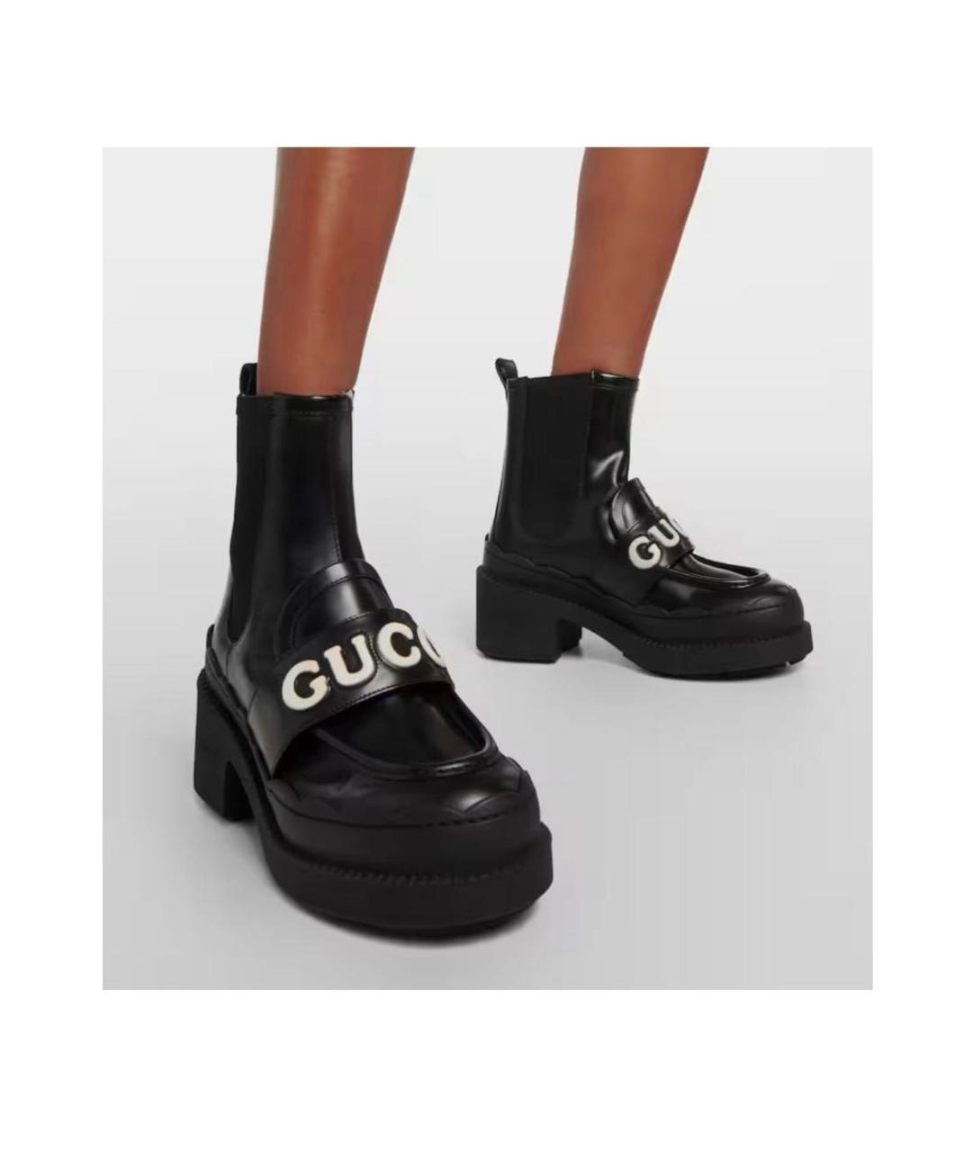 GUCCI Черные кожаные ботинки, фото 7