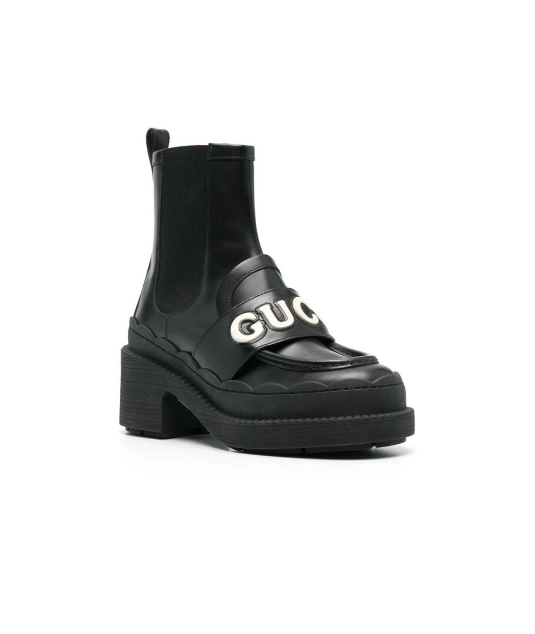 GUCCI Черные кожаные ботинки, фото 6