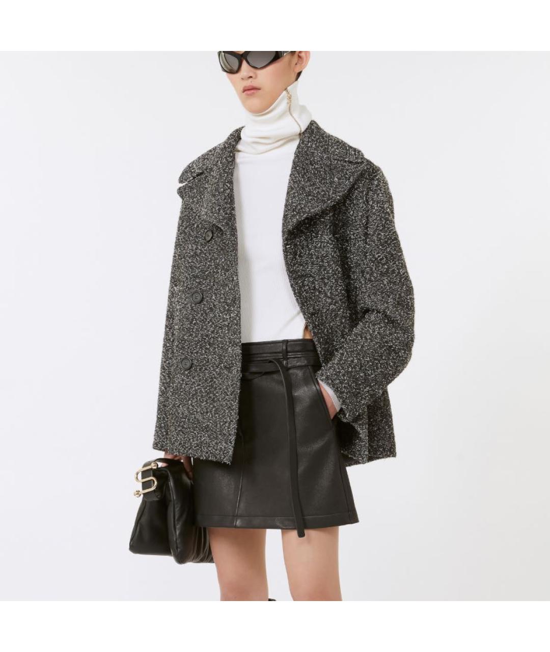 SPORTMAX Серое шерстяное пальто, фото 4