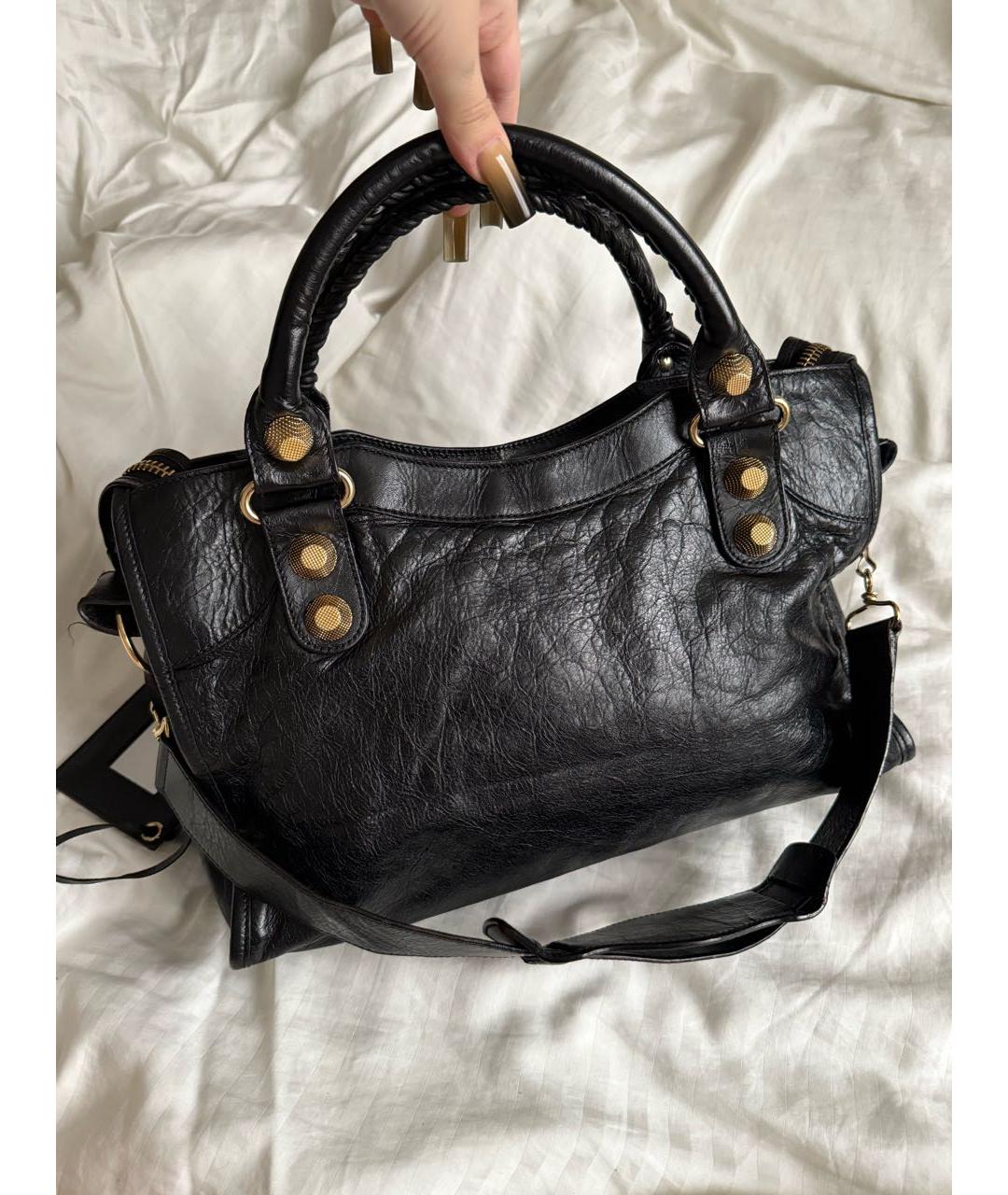 BALENCIAGA Черная кожаная сумка с короткими ручками, фото 2