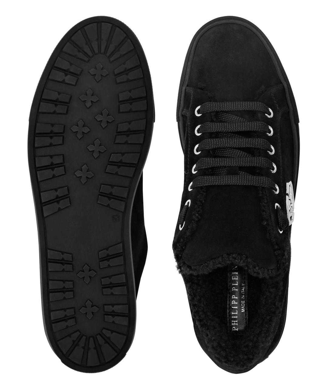 PHILIPP PLEIN Черные замшевые низкие кроссовки / кеды, фото 2