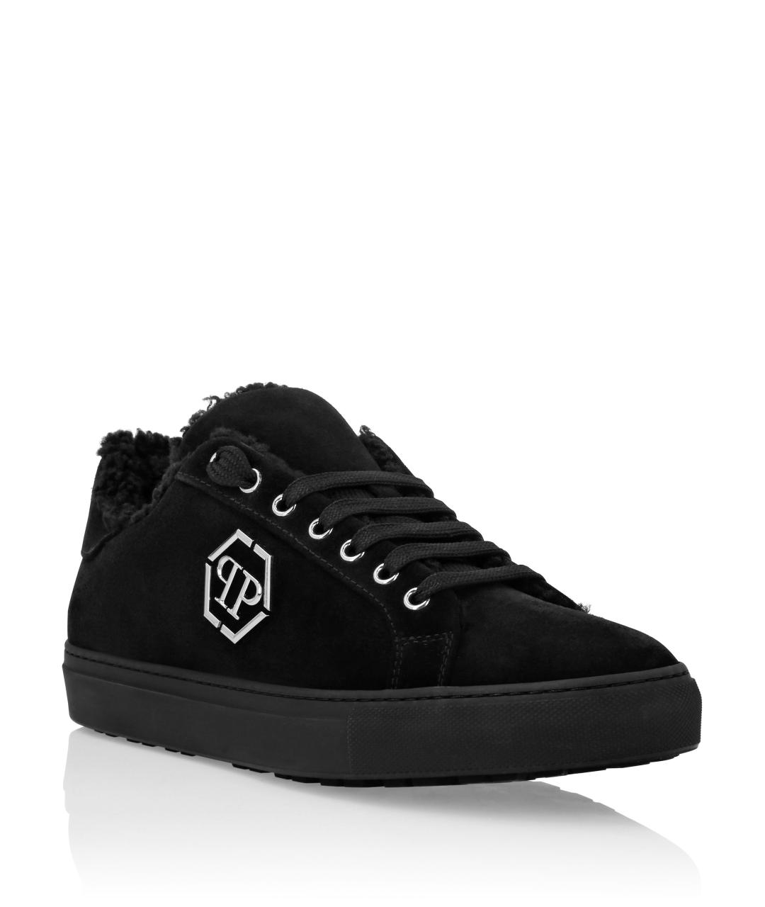 PHILIPP PLEIN Черные замшевые низкие кроссовки / кеды, фото 5