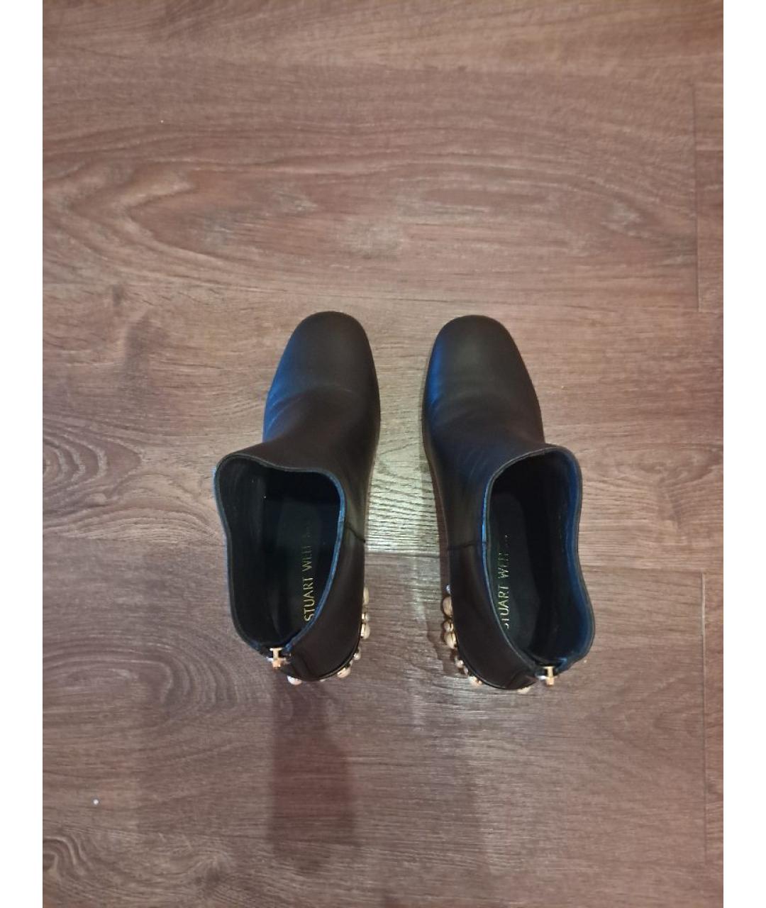 STUART WEITZMAN Черные кожаные ботильоны, фото 3