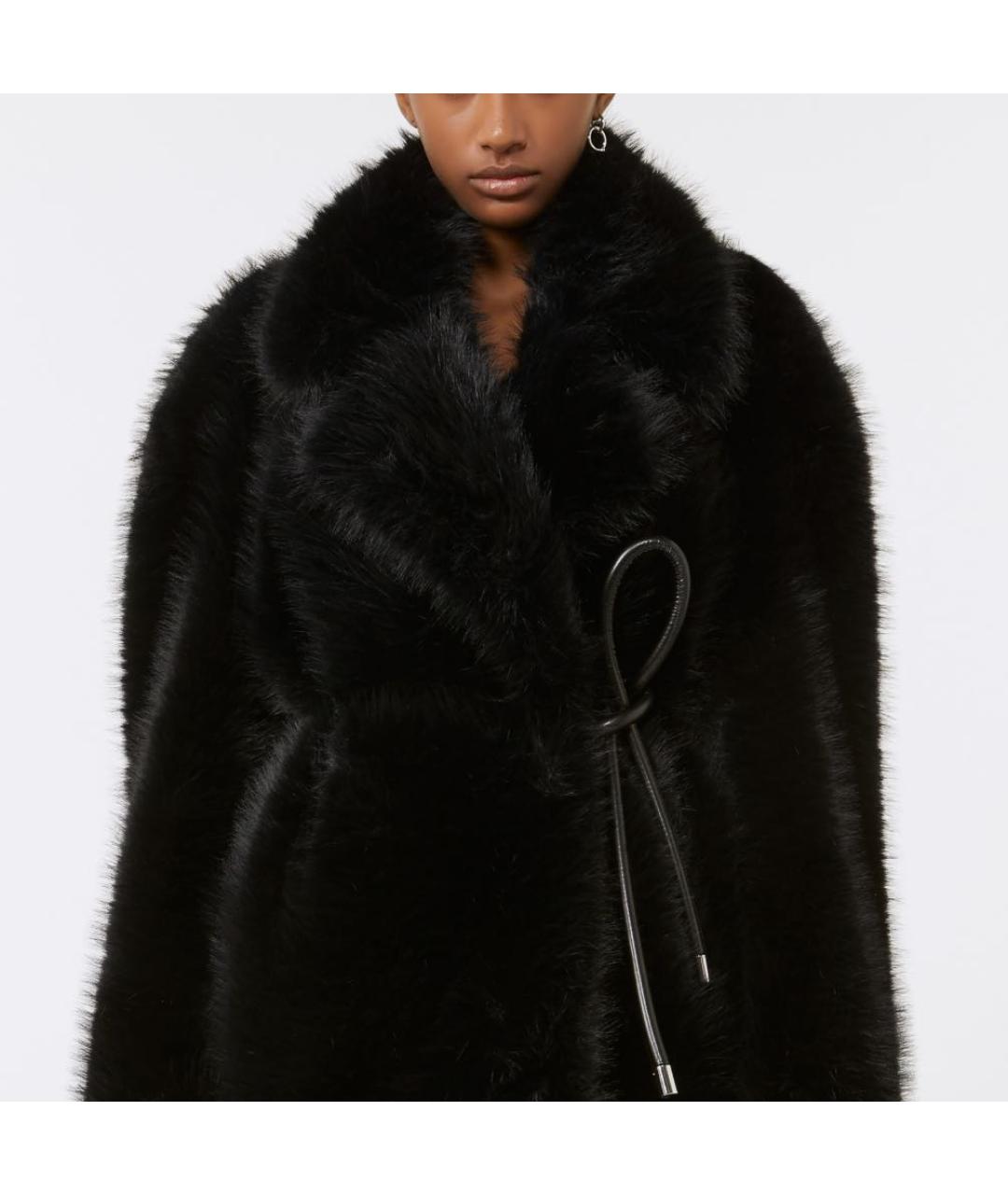 SPORTMAX Черная полиэстеровая шуба, фото 2