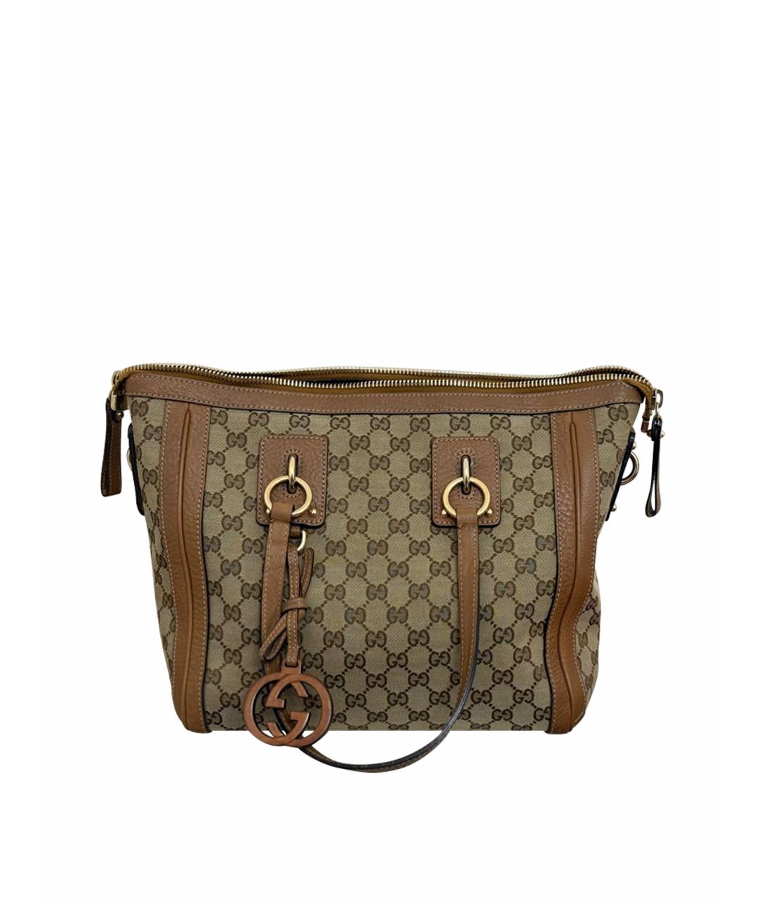 GUCCI Бежевая тканевая сумка тоут, фото 1