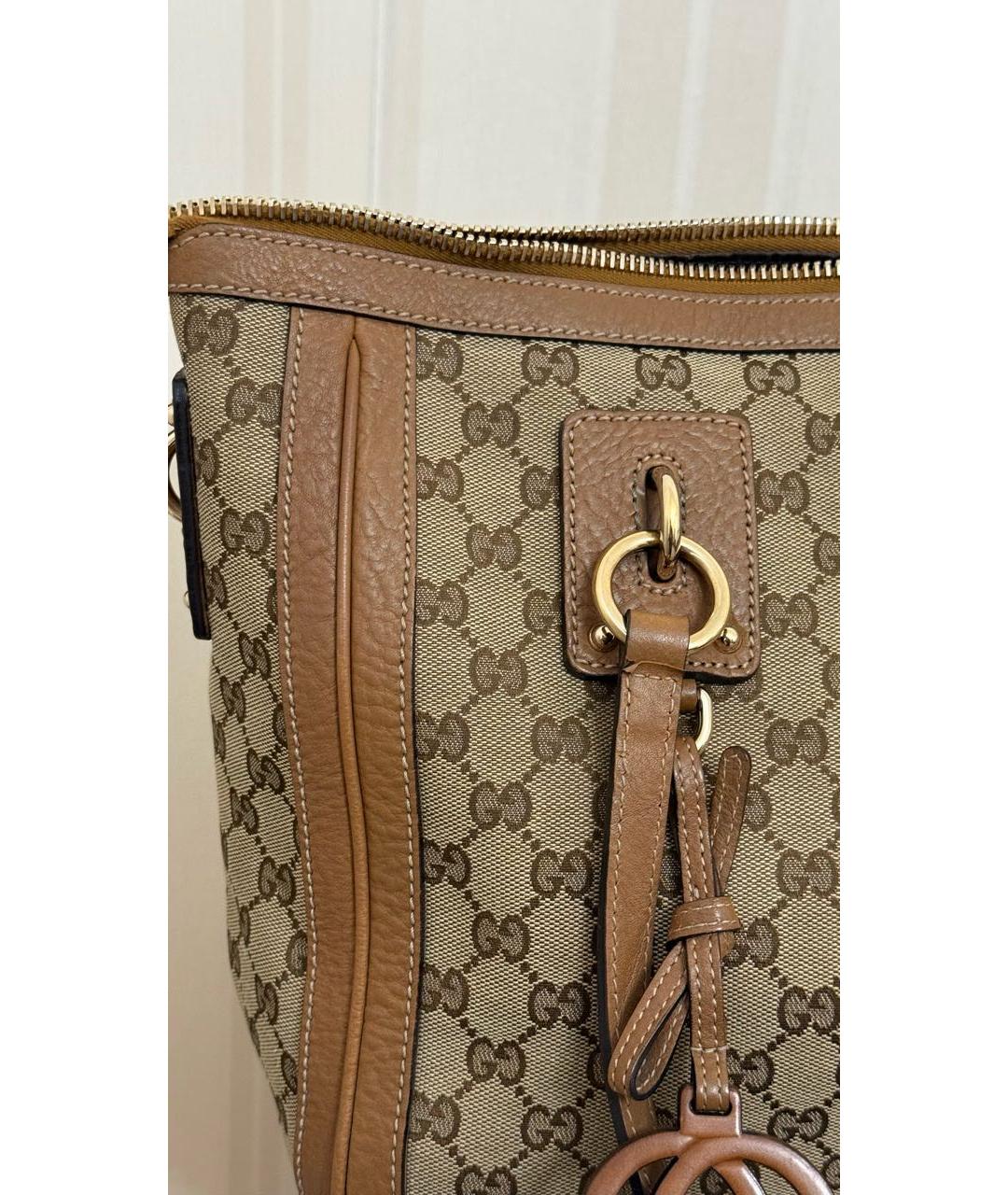 GUCCI Бежевая тканевая сумка тоут, фото 2
