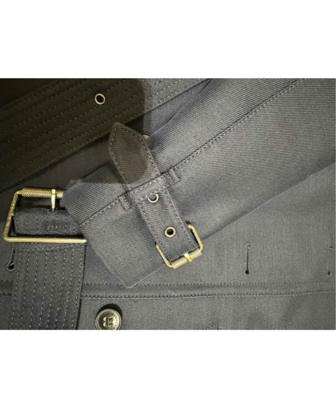 BURBERRY Темно-синий шерстяной тренч/плащ, фото 7