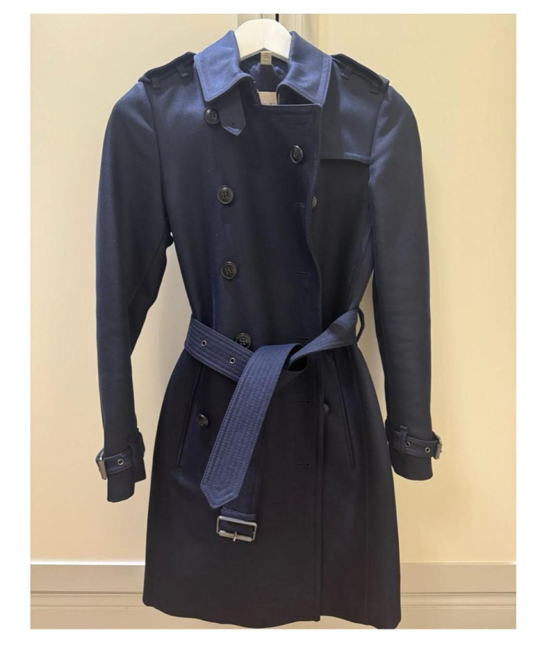BURBERRY Темно-синий шерстяной тренч/плащ, фото 4