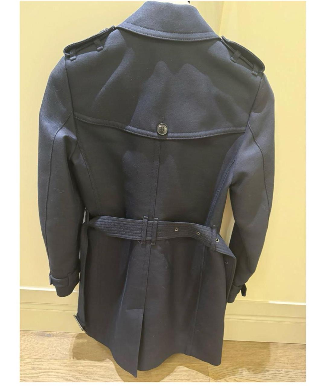 BURBERRY Темно-синий шерстяной тренч/плащ, фото 2