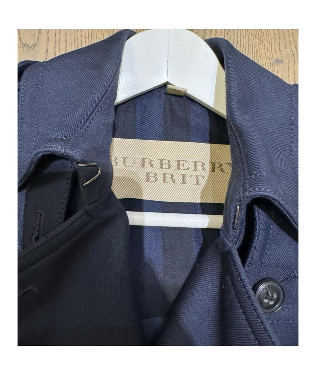 BURBERRY Темно-синий шерстяной тренч/плащ, фото 3