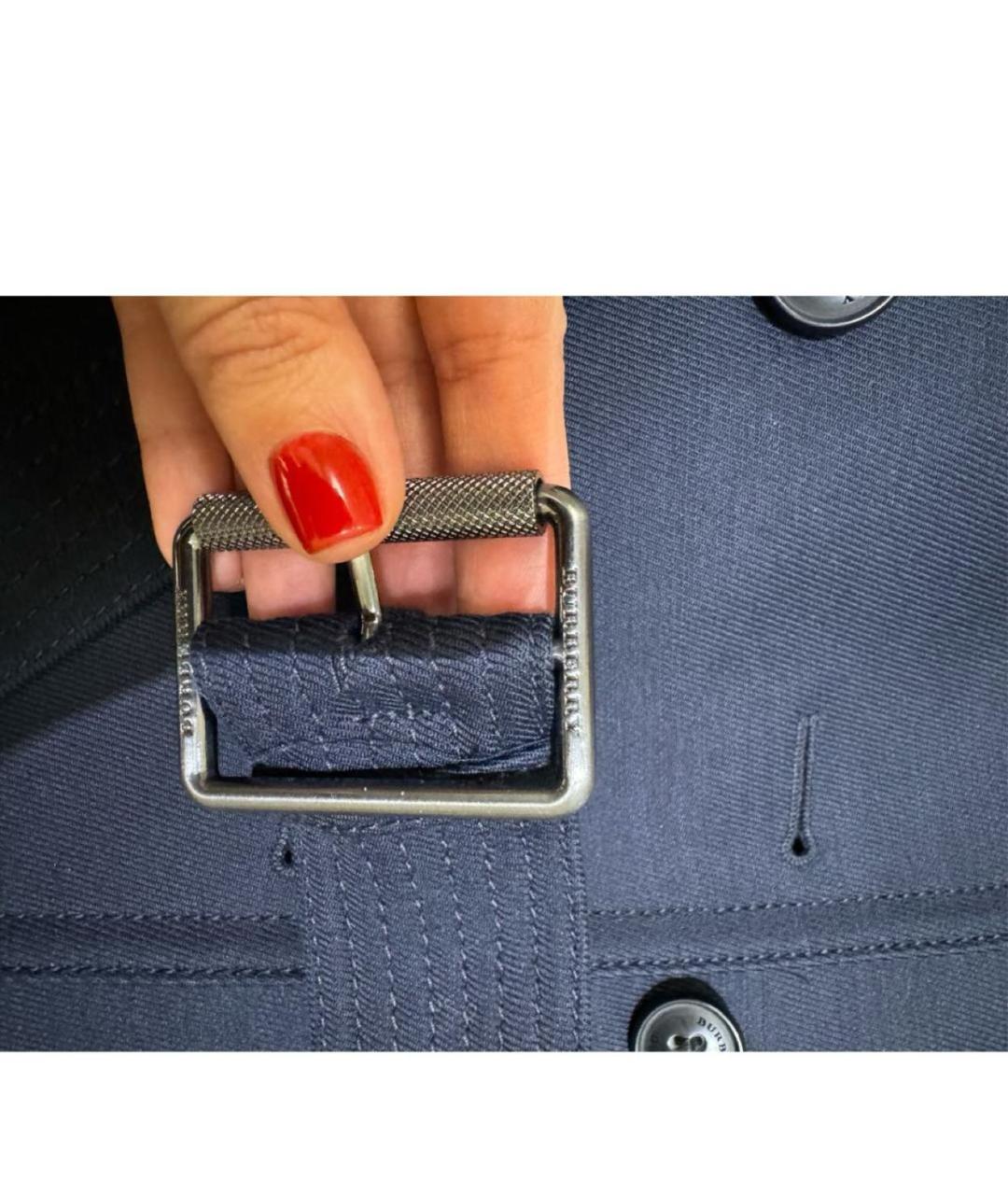 BURBERRY Темно-синий шерстяной тренч/плащ, фото 6