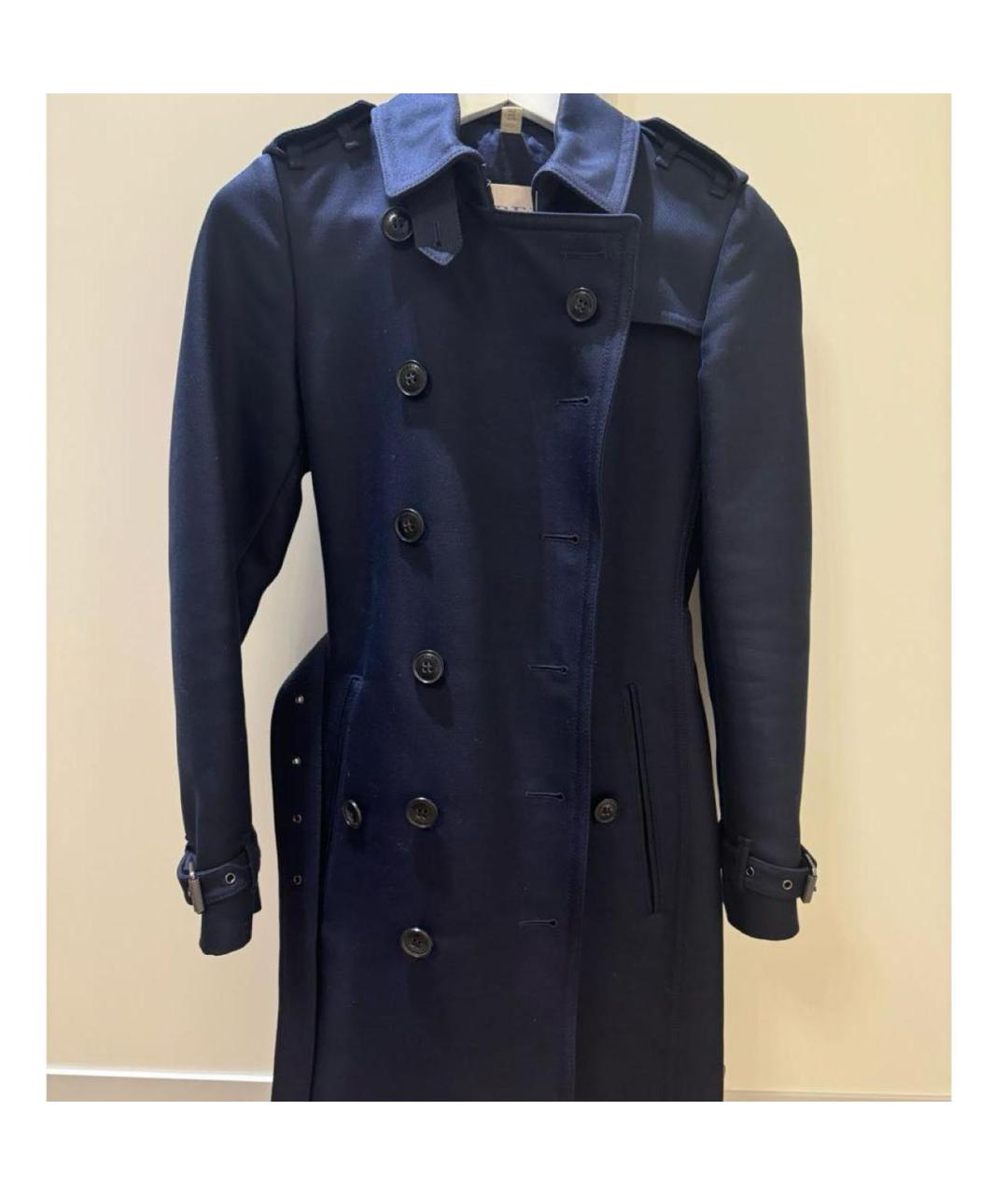 BURBERRY Темно-синий шерстяной тренч/плащ, фото 8