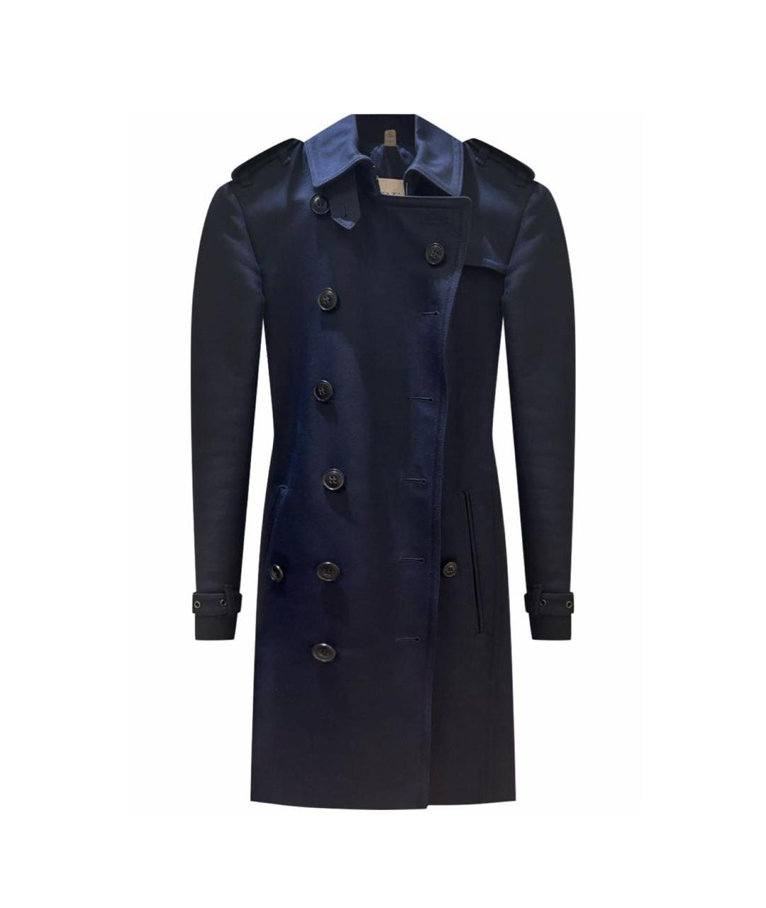 BURBERRY Темно-синий шерстяной тренч/плащ, фото 9