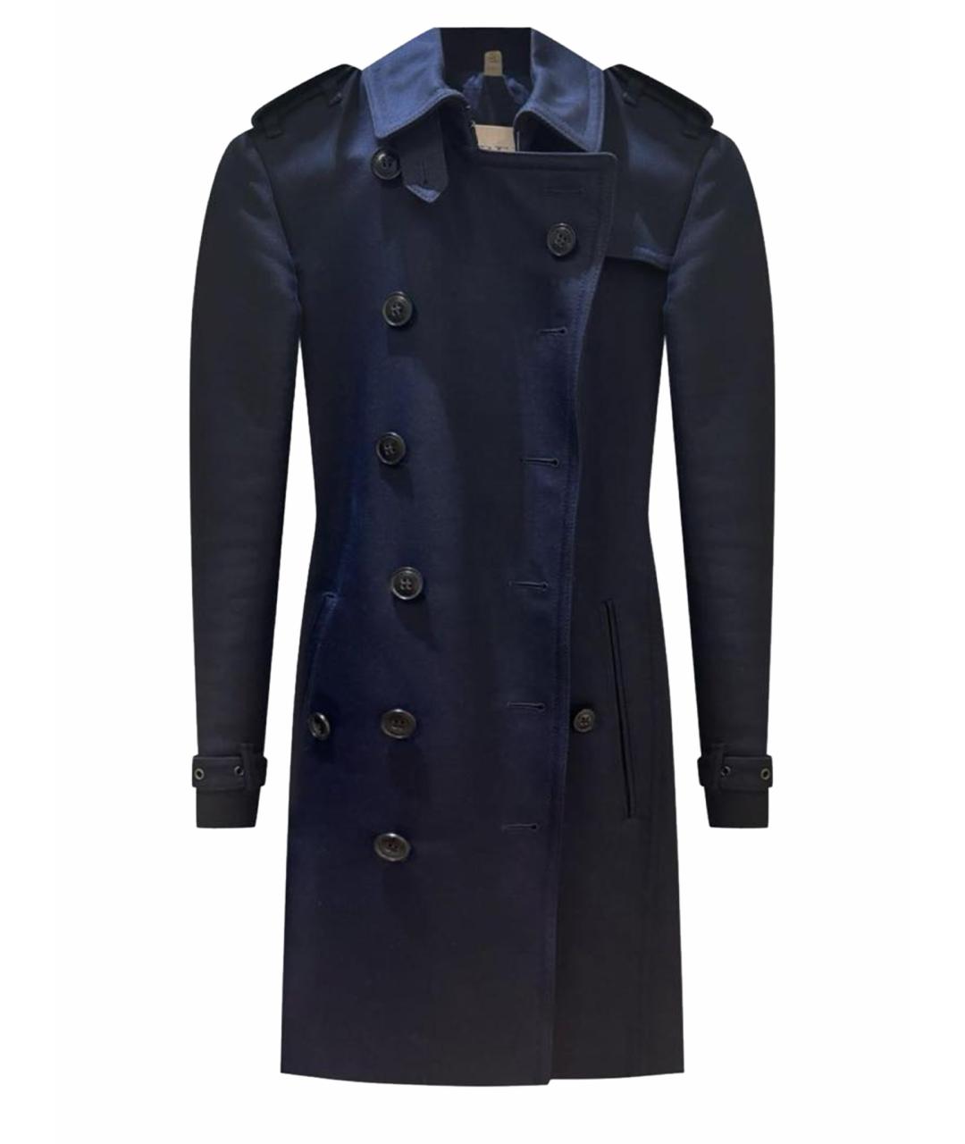 BURBERRY Темно-синий шерстяной тренч/плащ, фото 1