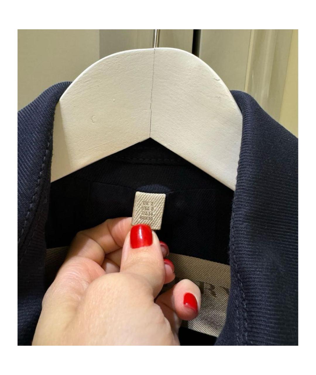 BURBERRY Темно-синий шерстяной тренч/плащ, фото 5