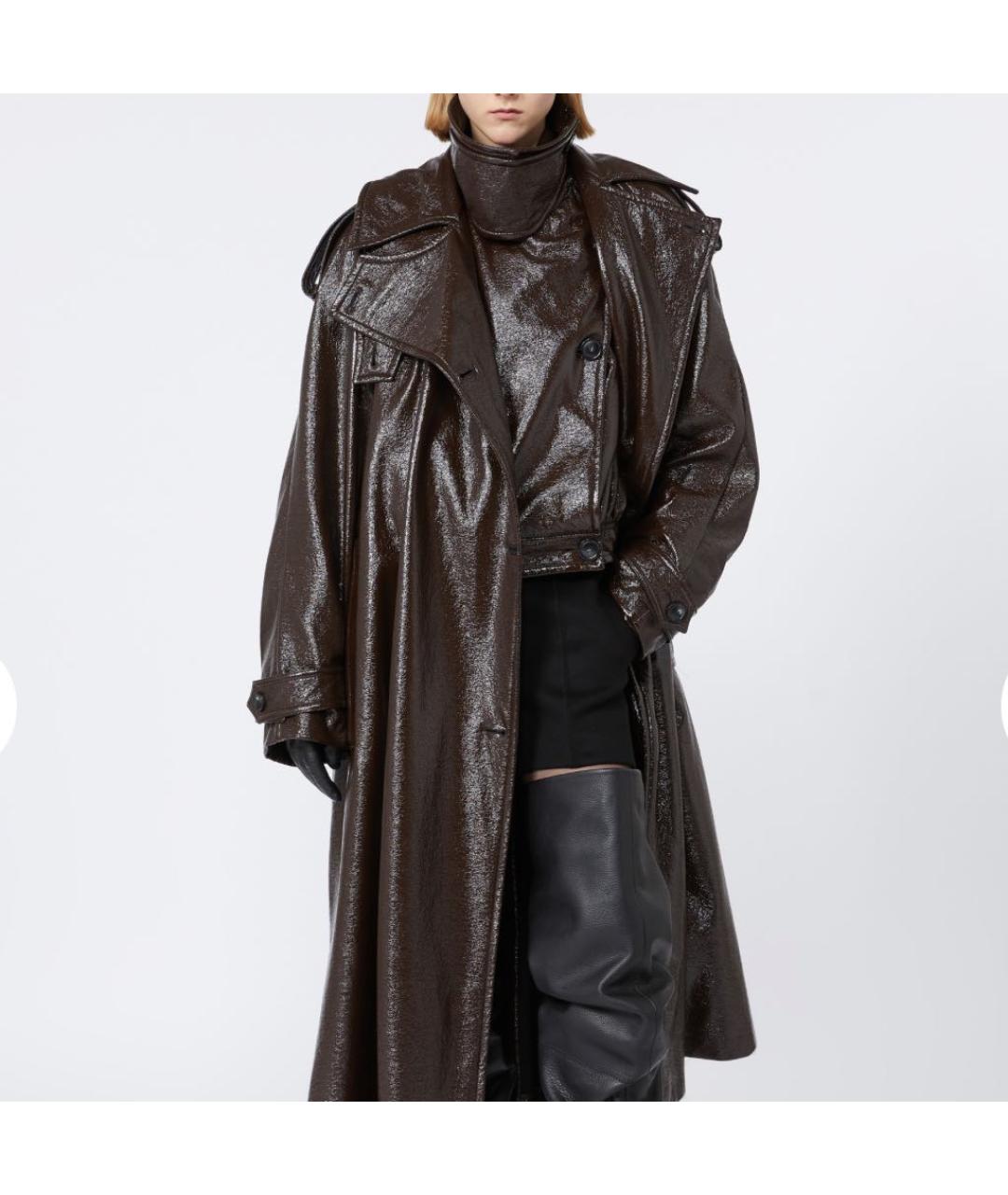SPORTMAX Коричневый хлопковый тренч/плащ, фото 4