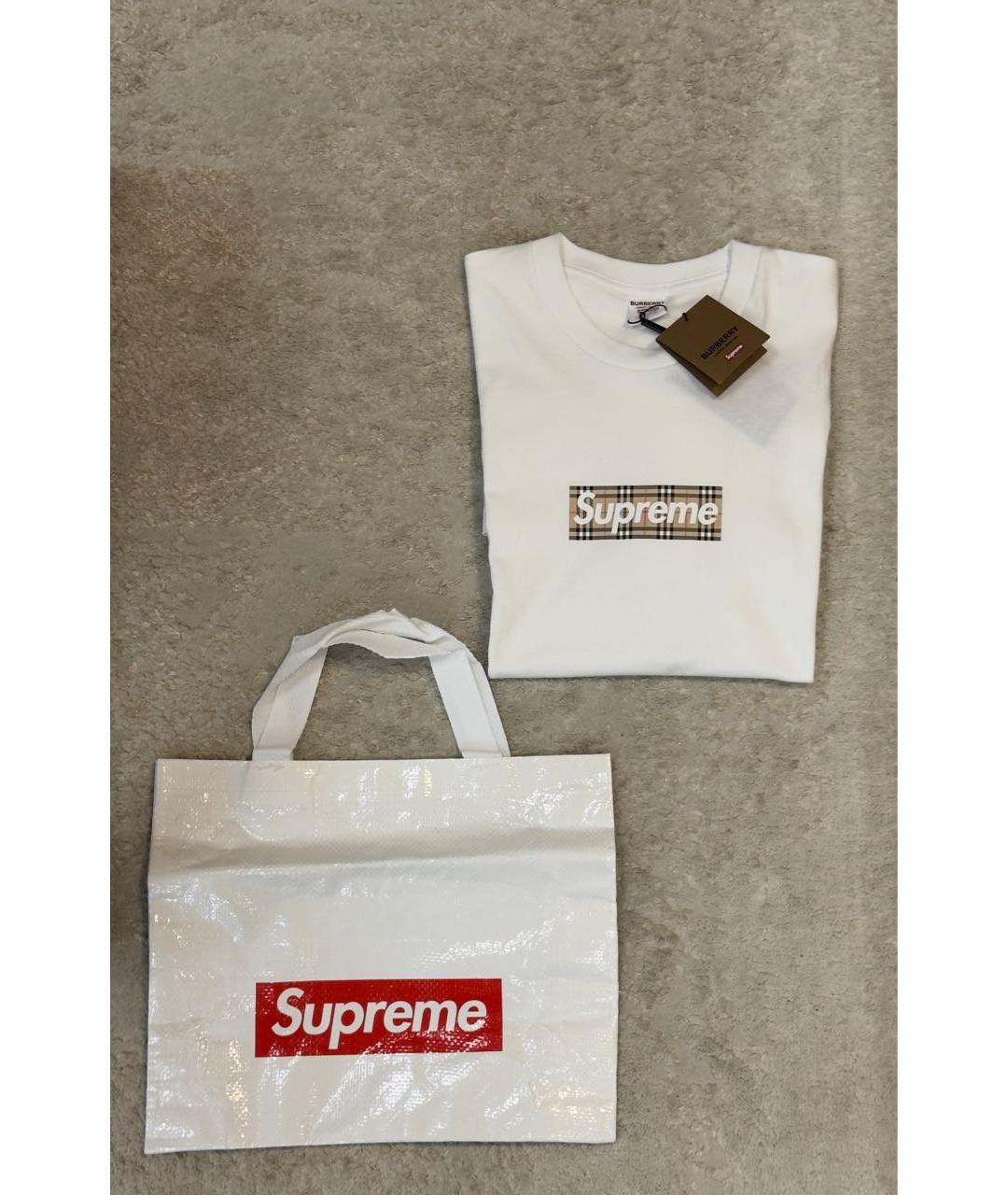 SUPREME Белая хлопковая футболка, фото 7