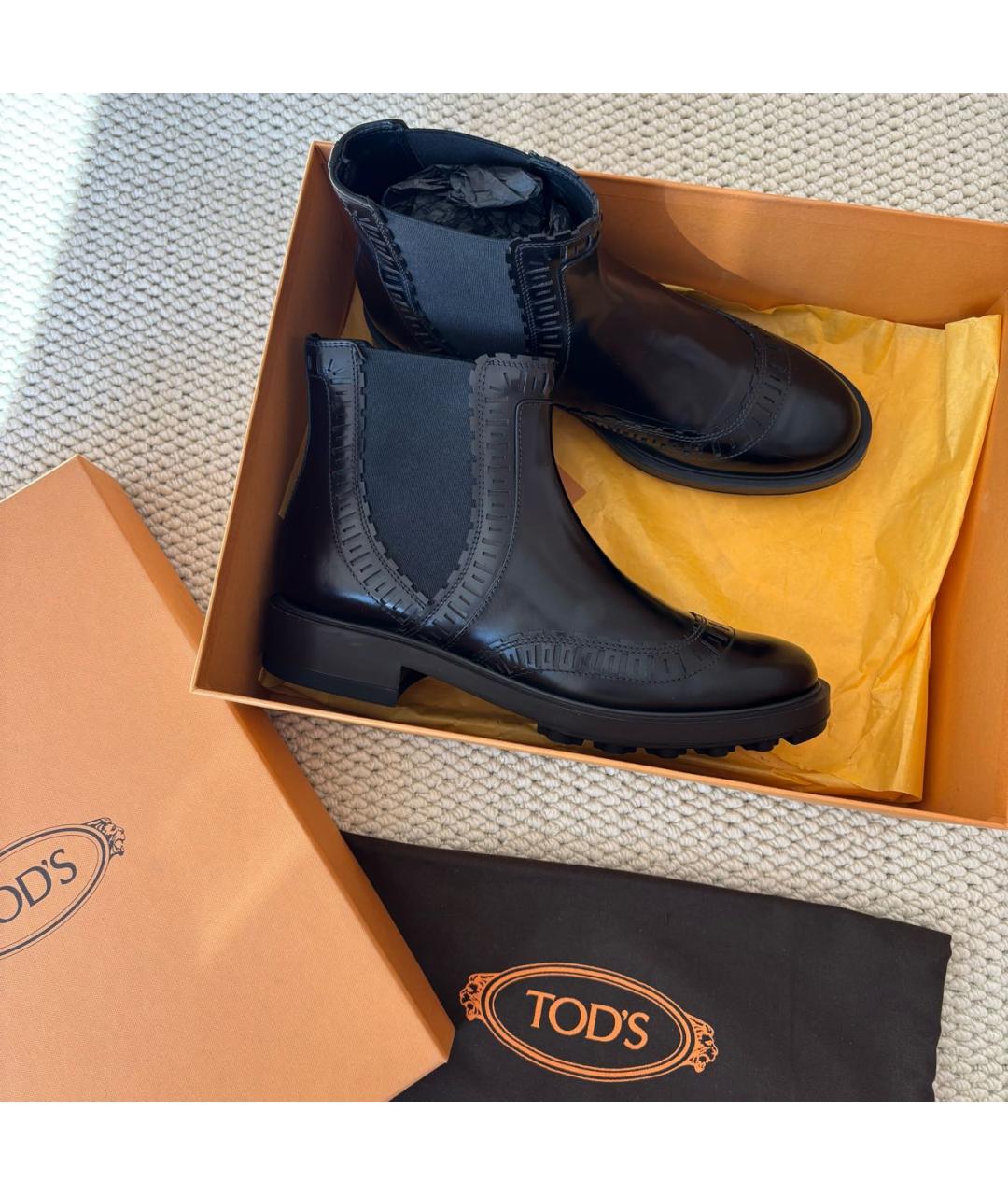 TOD'S Черные полусапоги из лакированной кожи, фото 4