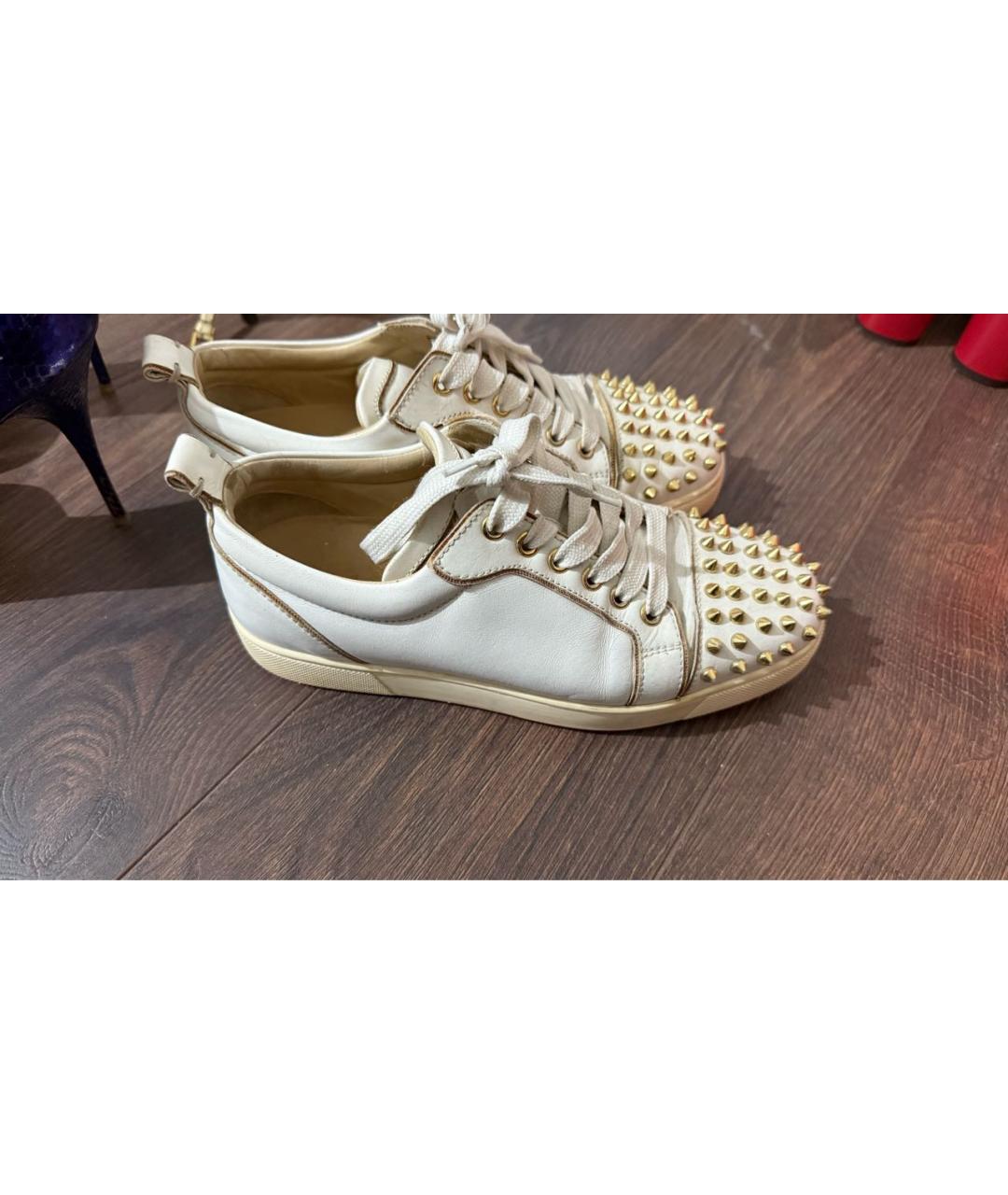 CHRISTIAN LOUBOUTIN Белые кожаные кеды, фото 6
