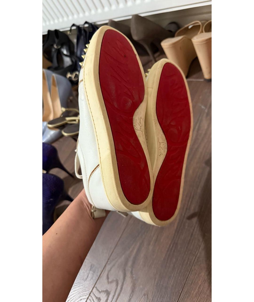 CHRISTIAN LOUBOUTIN Белые кожаные кеды, фото 3
