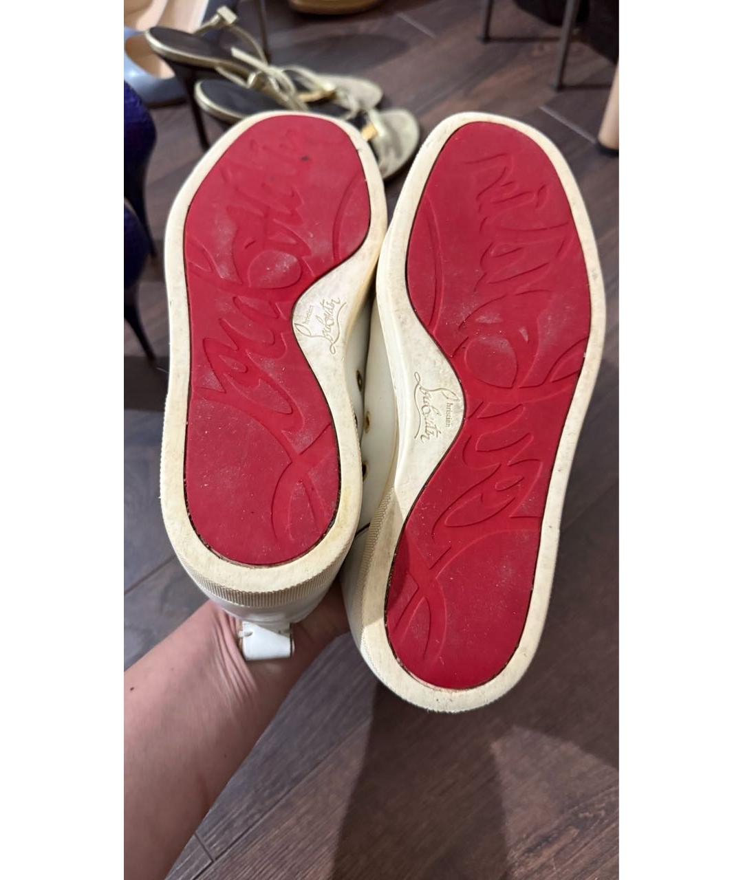 CHRISTIAN LOUBOUTIN Белые кожаные кеды, фото 4