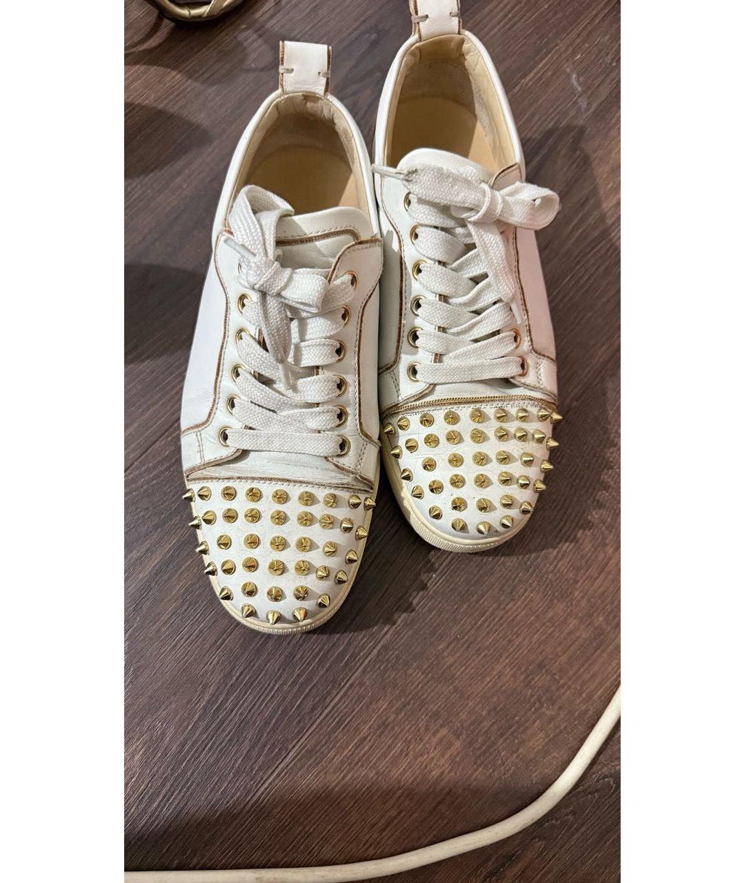 CHRISTIAN LOUBOUTIN Белые кожаные кеды, фото 2