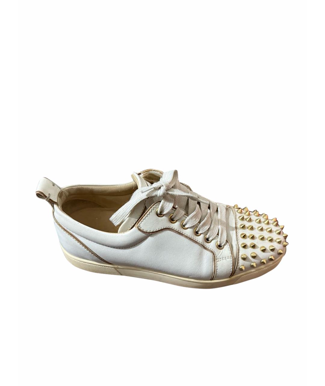 CHRISTIAN LOUBOUTIN Белые кожаные кеды, фото 1