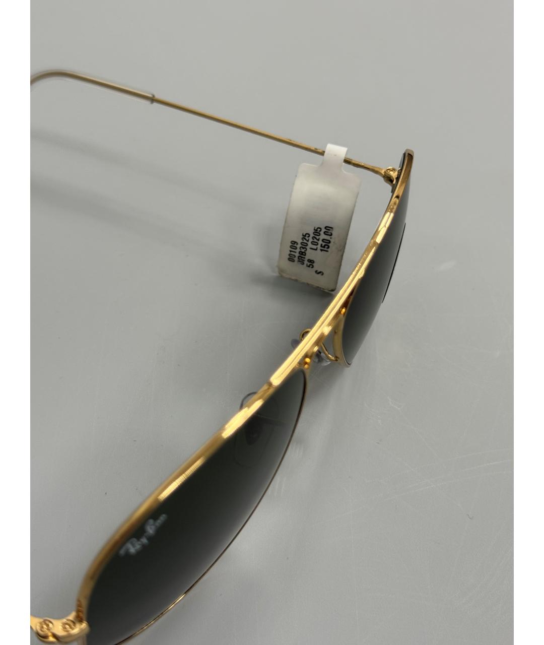 RAY BAN Золотые металлические солнцезащитные очки, фото 3