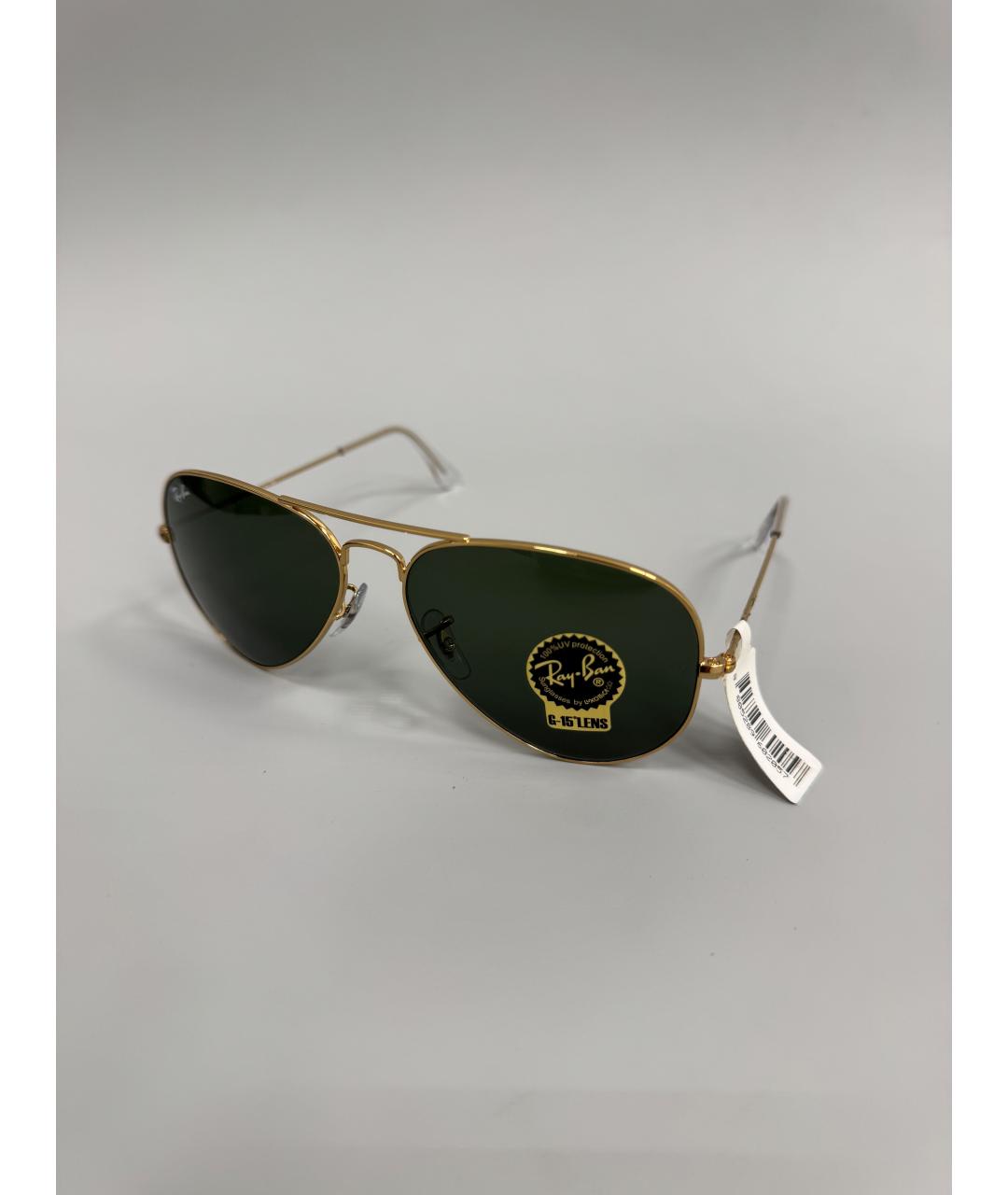 RAY BAN Золотые металлические солнцезащитные очки, фото 2