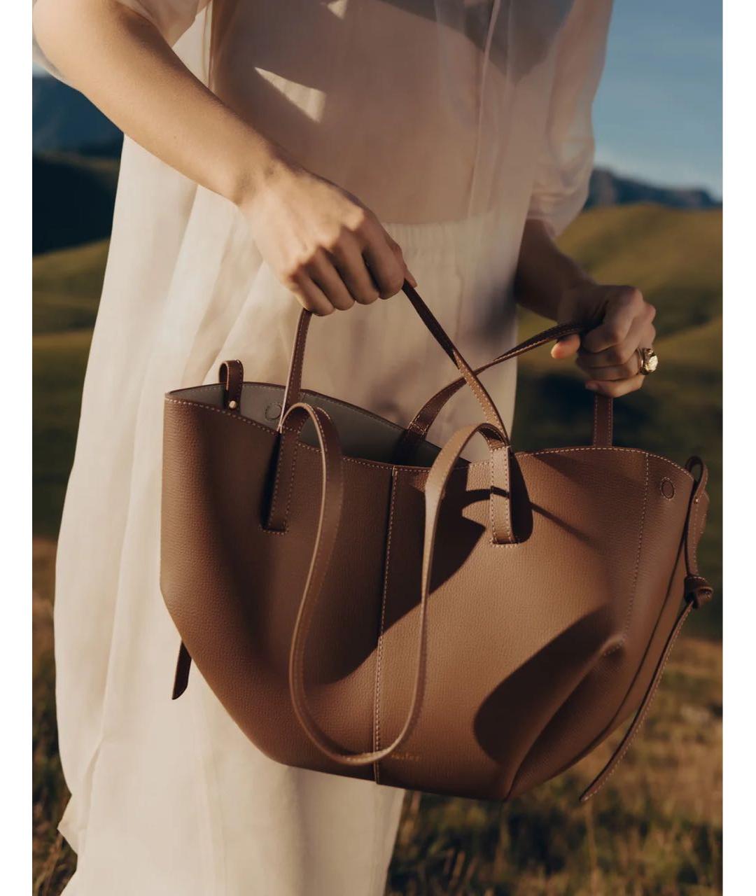 POLENE Коричневая кожаная сумка тоут, фото 2