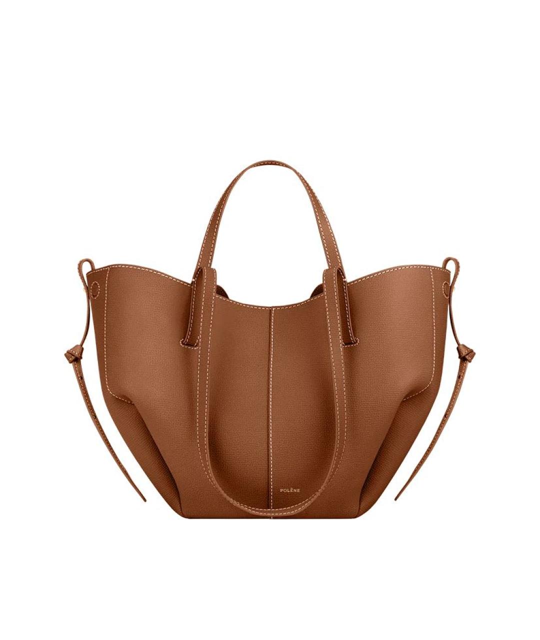 POLENE Коричневая кожаная сумка тоут, фото 5