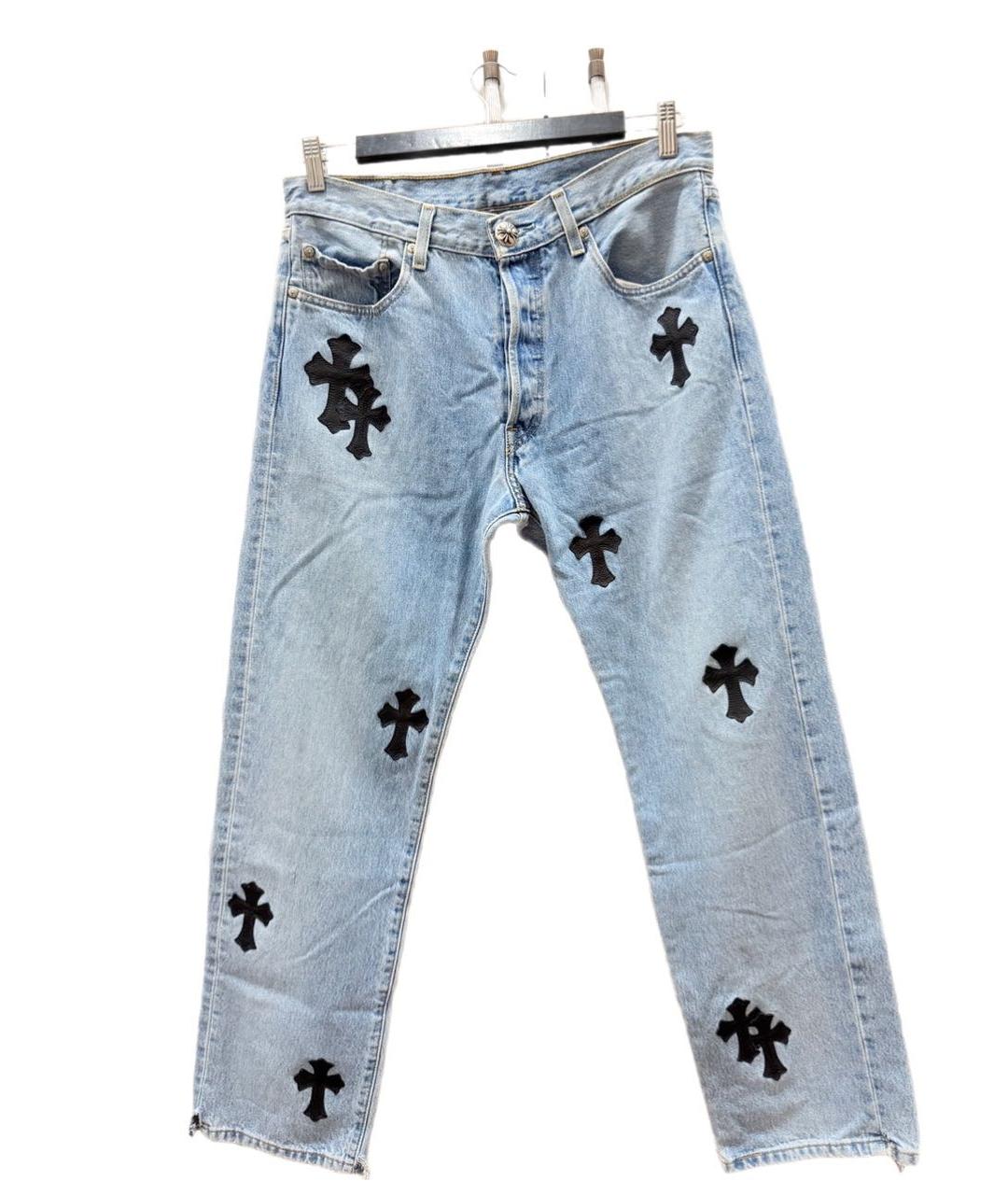 CHROME HEARTS Синие хлопковые прямые джинсы, фото 6