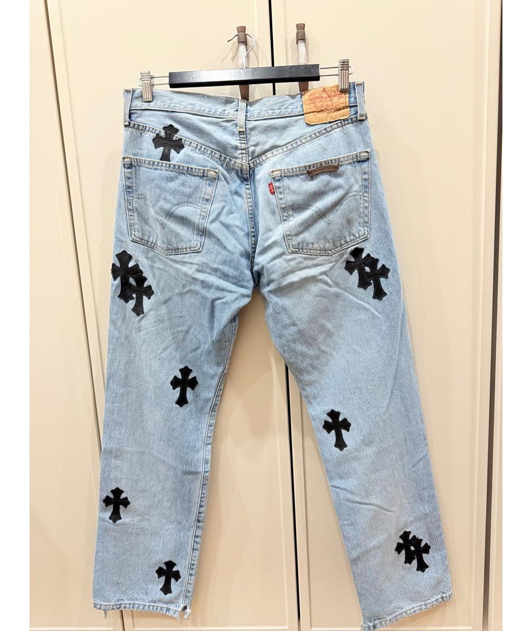 CHROME HEARTS Синие хлопковые прямые джинсы, фото 5