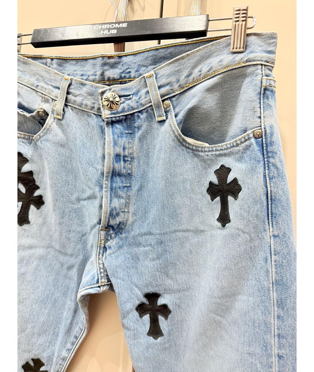 CHROME HEARTS Синие хлопковые прямые джинсы, фото 2