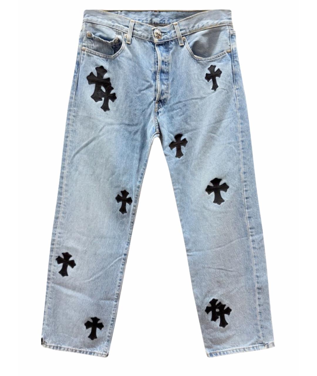 CHROME HEARTS Синие хлопковые прямые джинсы, фото 1