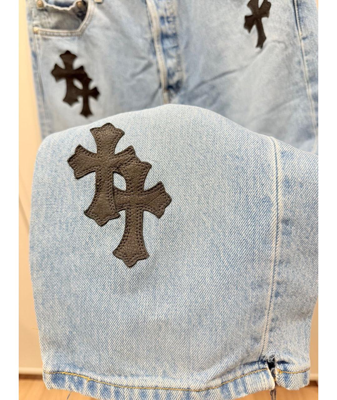 CHROME HEARTS Синие хлопковые прямые джинсы, фото 3