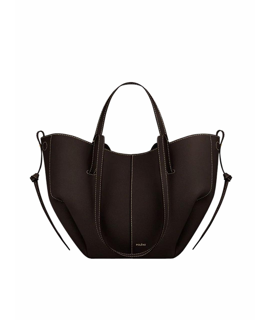 POLENE Коричневая кожаная сумка тоут, фото 1