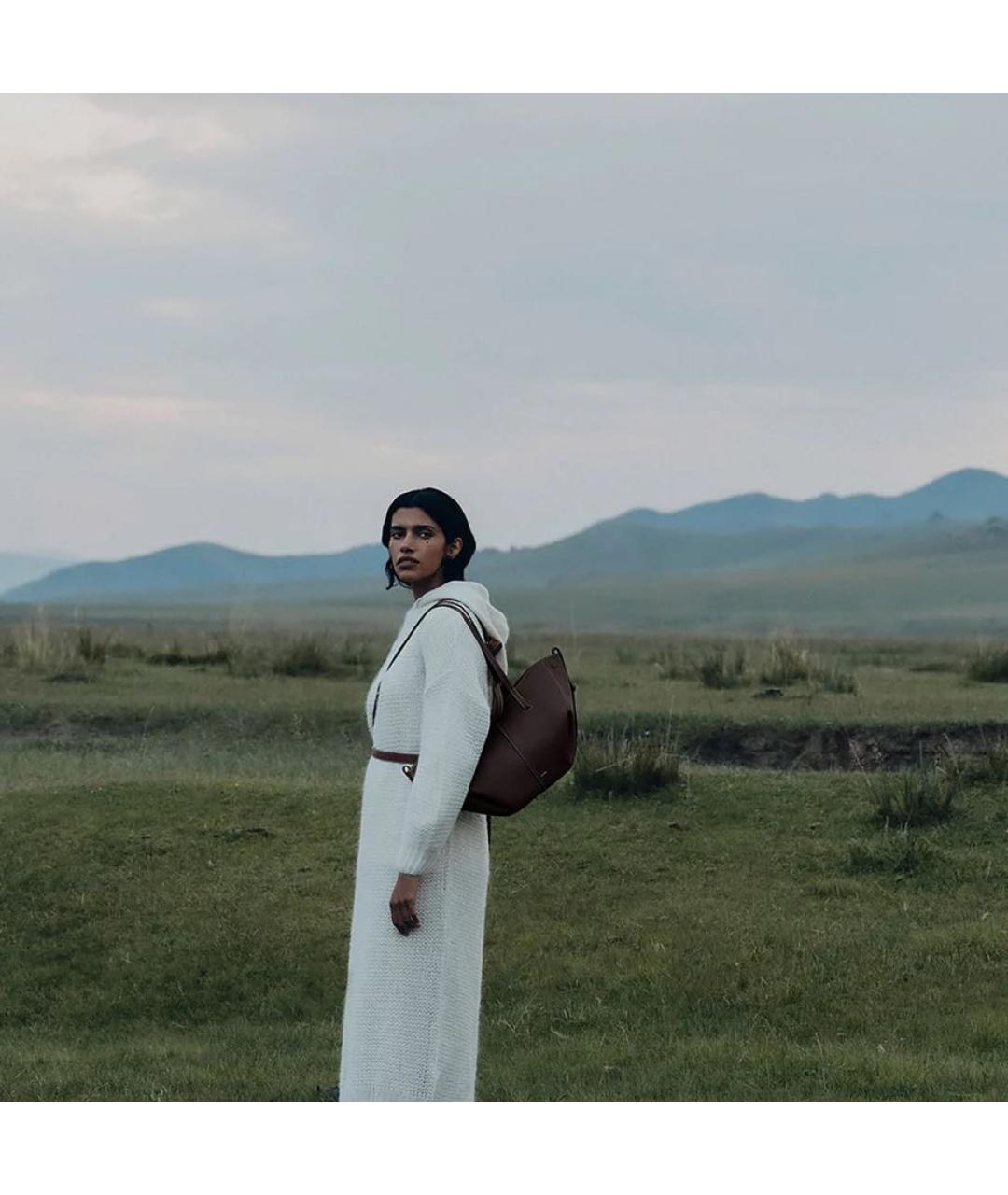 POLENE Коричневая кожаная сумка тоут, фото 4