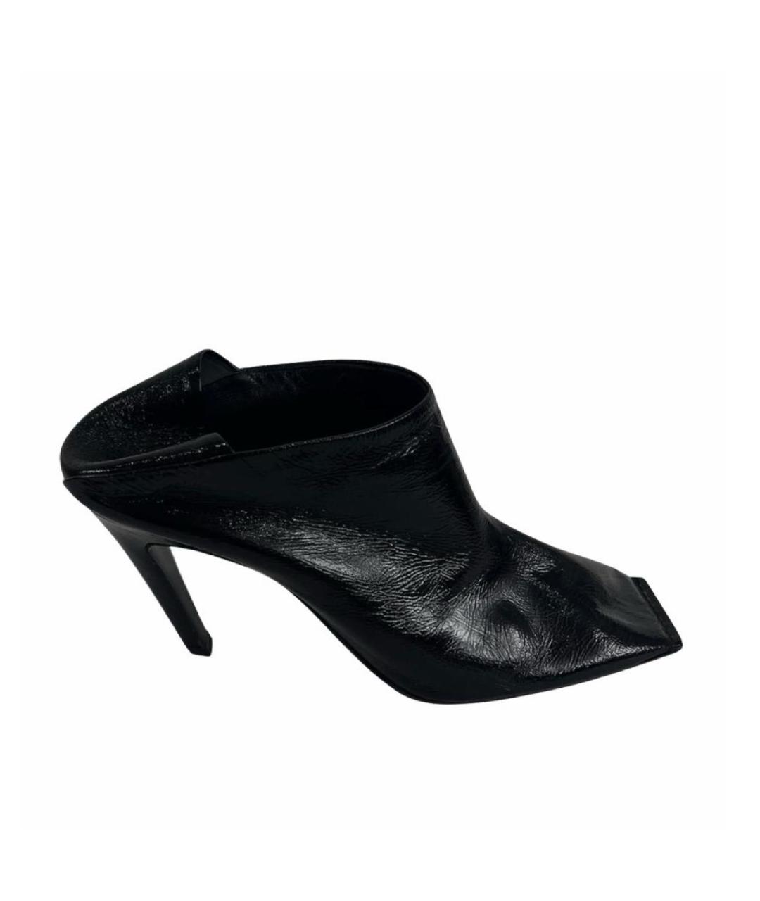BALENCIAGA Черные сабо из лакированной кожи, фото 1