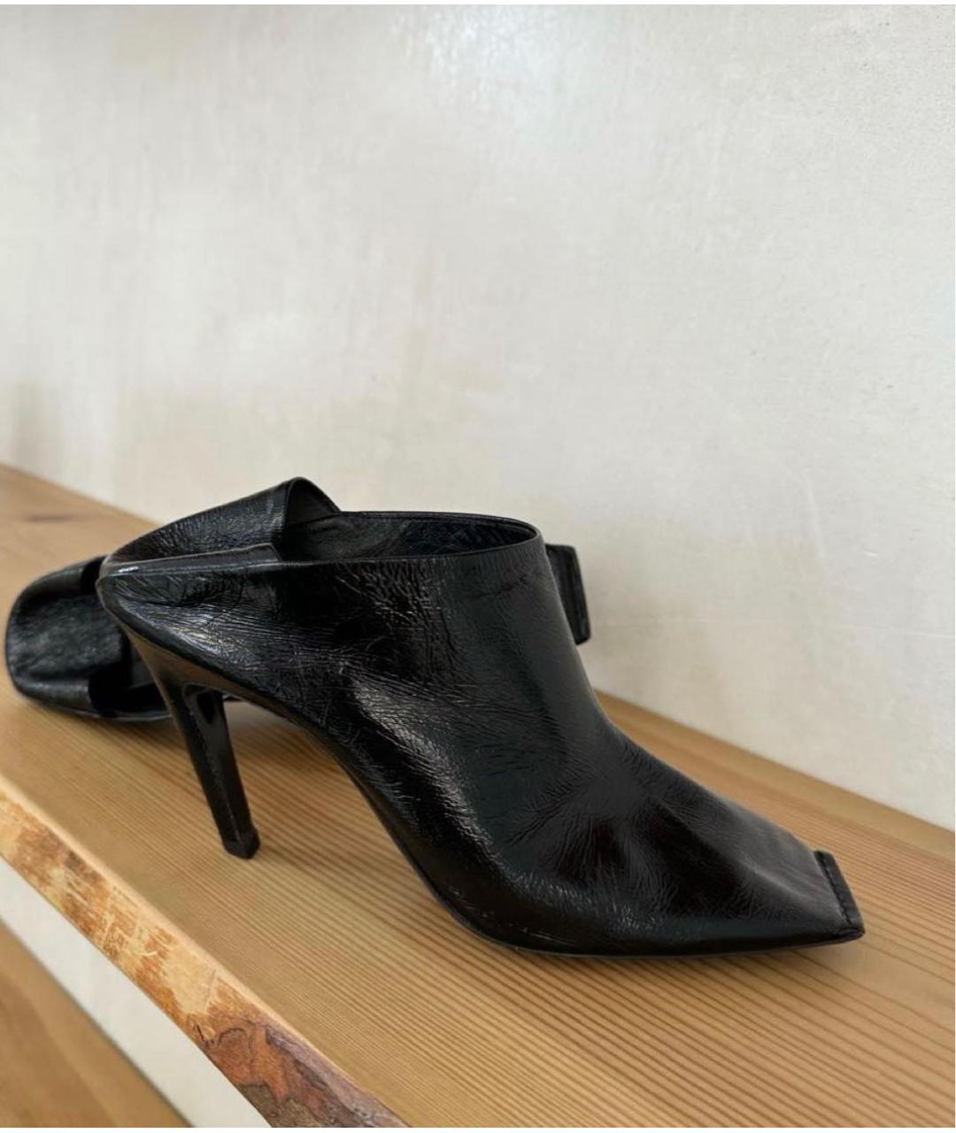 BALENCIAGA Черные сабо из лакированной кожи, фото 7